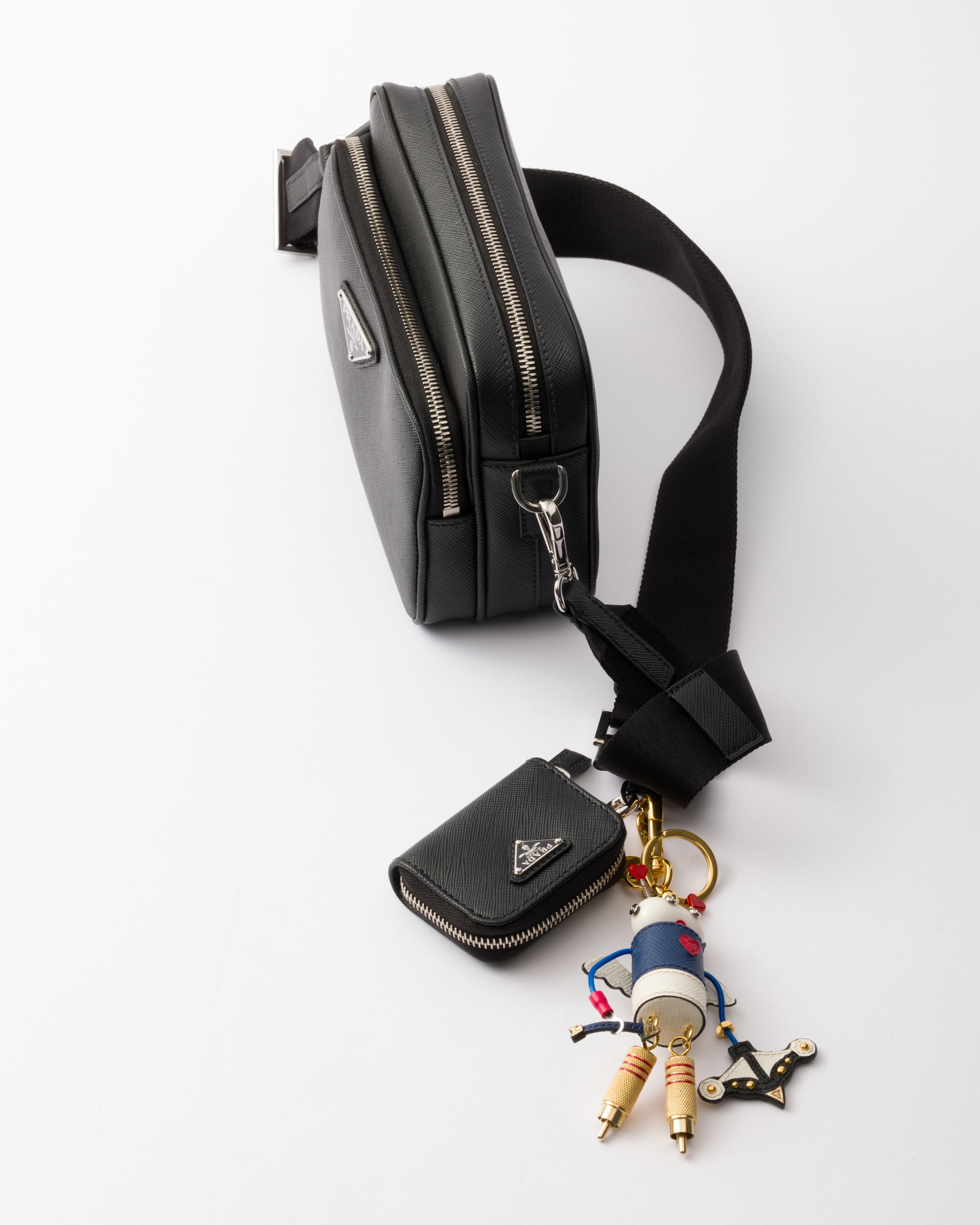 Prada Robot Bag Charm In Bright Blue/white