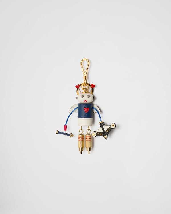 オレンジ Robot サフィアーノレザー バッグチャーム | PRADA