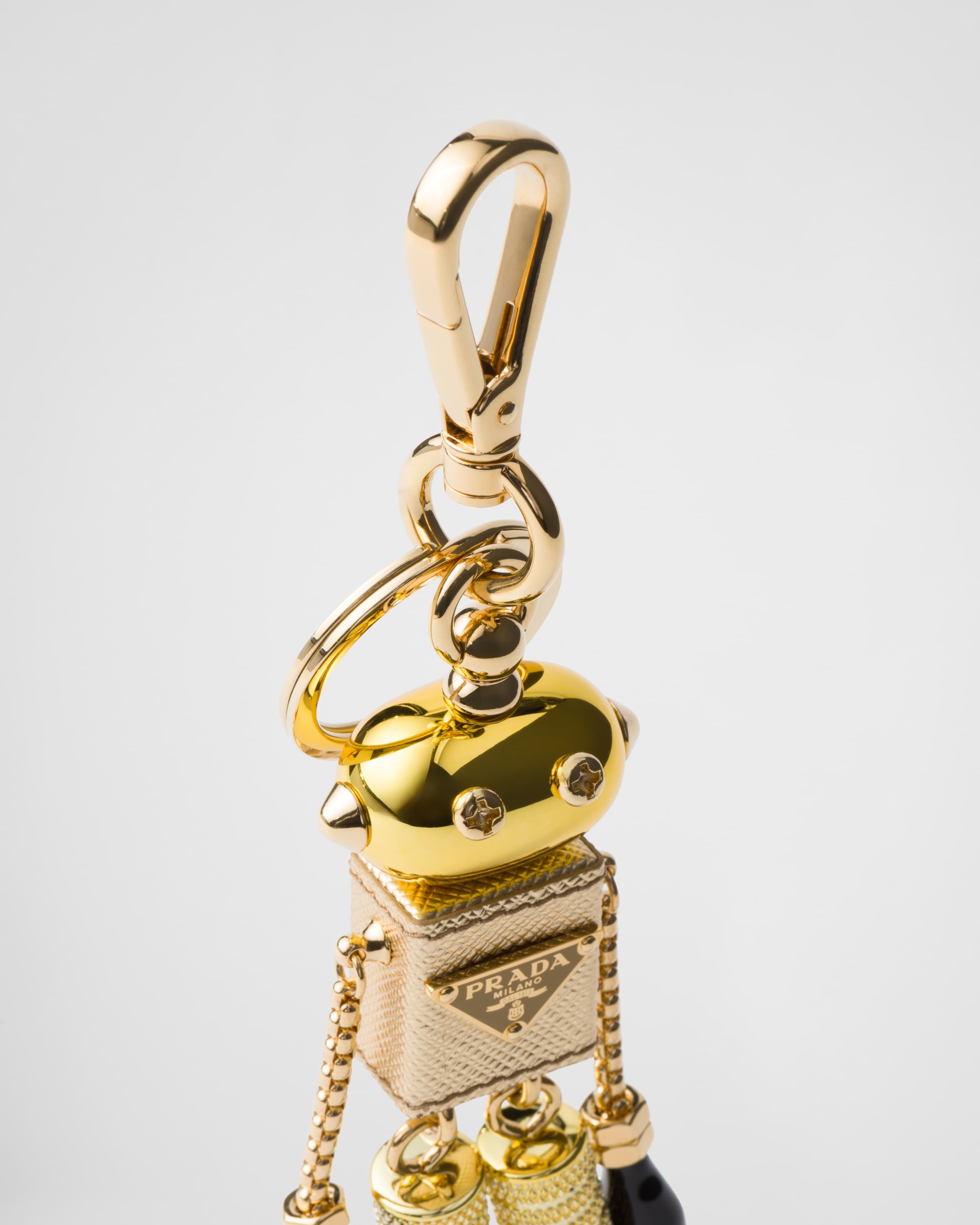 ゴールド サフィアーノレザー ロボット キーリング トリック | PRADA ゴールド サフィアーノレザー ロボット キーリング トリック | PRADA