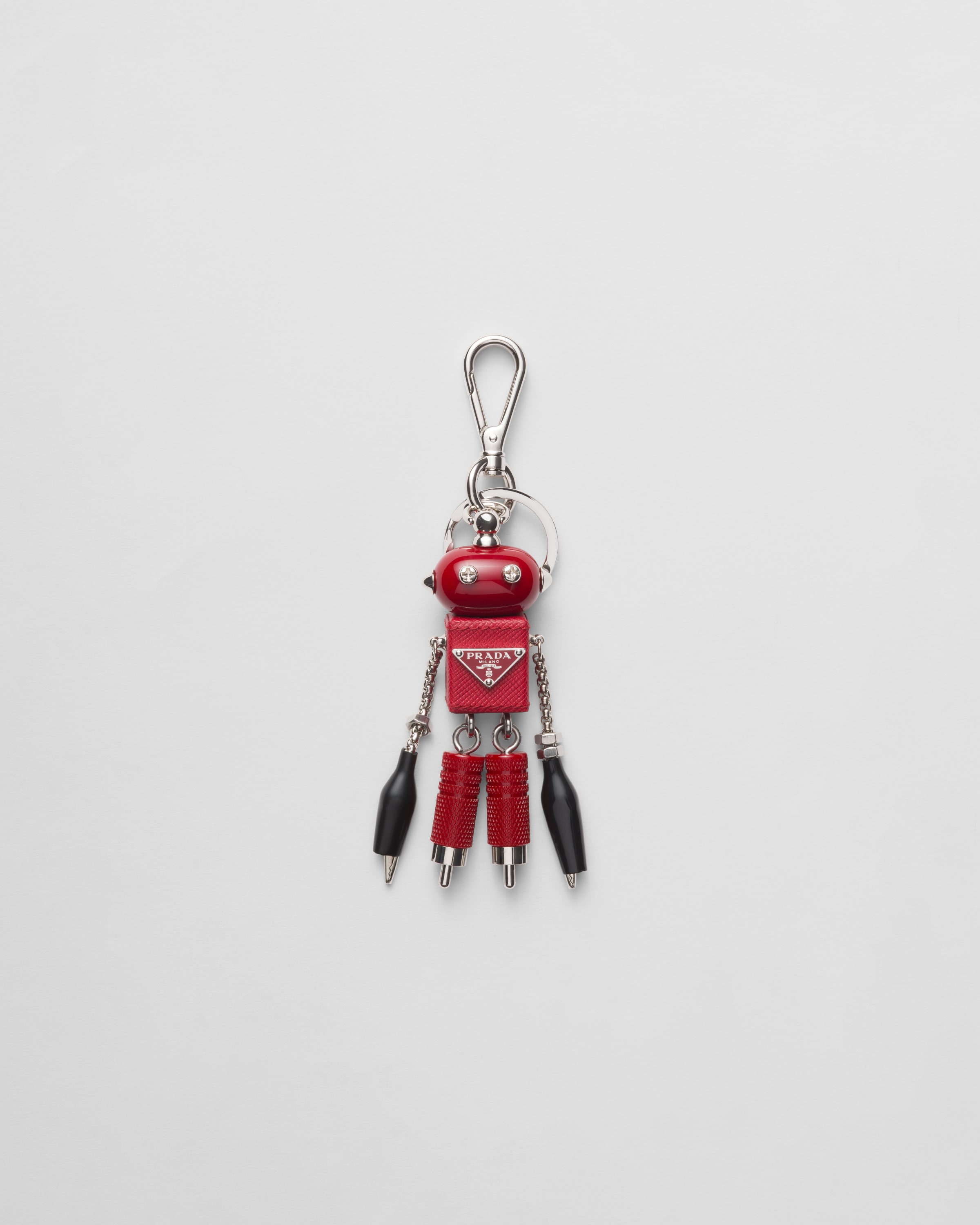 Prada Triangle-logo Robot Keychain In Rot