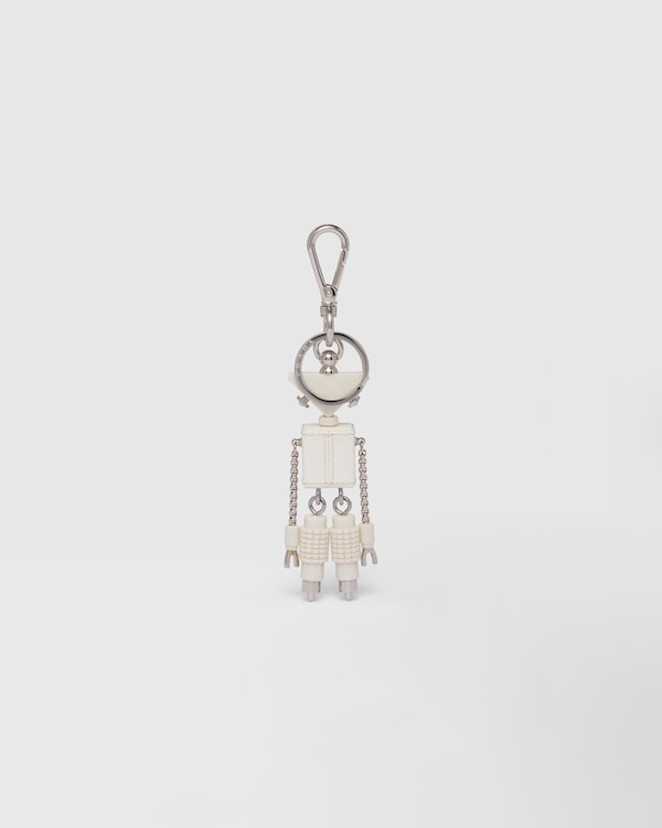 Robot Saffiano leather keychain charm Robot Saffiano leather keychain charm