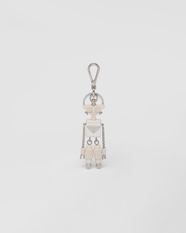 Robot Saffiano leather keychain charm Robot Saffiano leather keychain charm