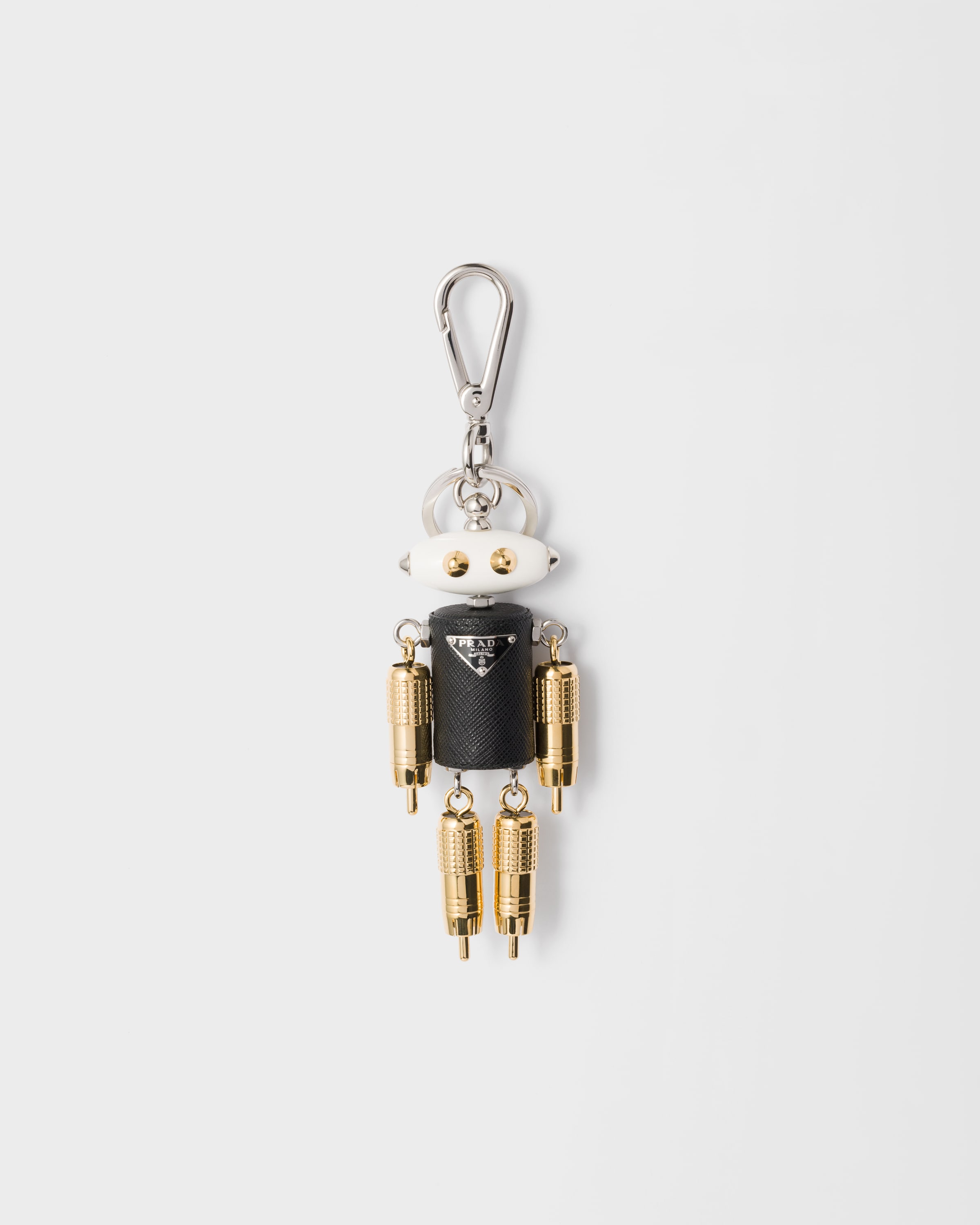 ブラック ロボットサフィアーノレザー キーリングチャーム | PRADA - 日本