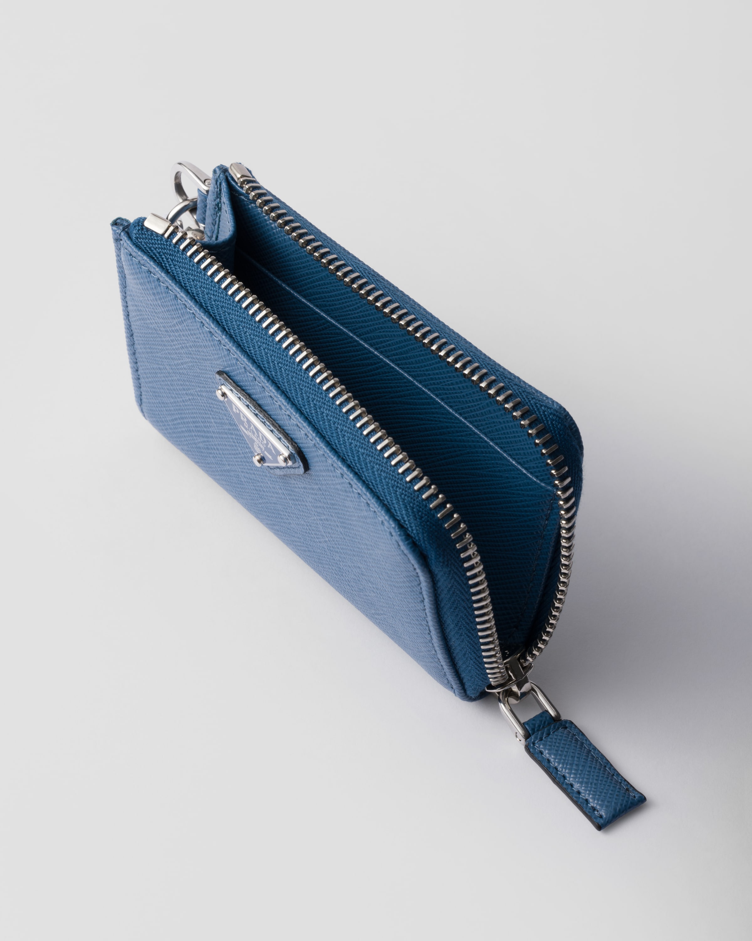 Aviator Blue Saffiano Leather Mini Pouch | PRADA