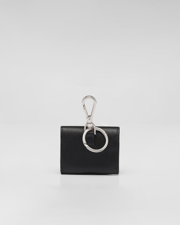 Étui pour écouteurs en cuir Saffiano avec porte-clés Étui pour écouteurs en cuir Saffiano avec porte-clés