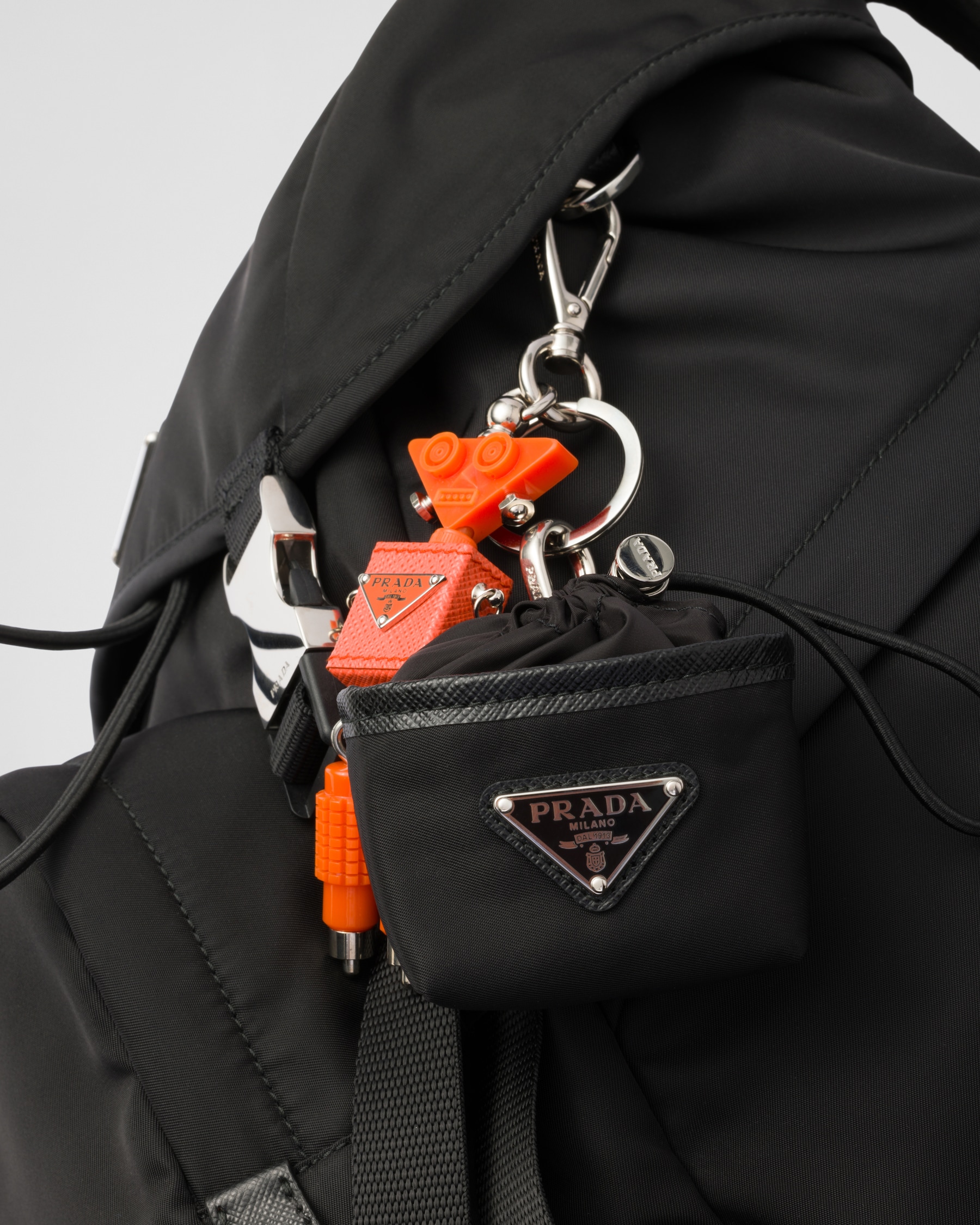 Black Re-nylon Mini Pouch Bag Charm | PRADA