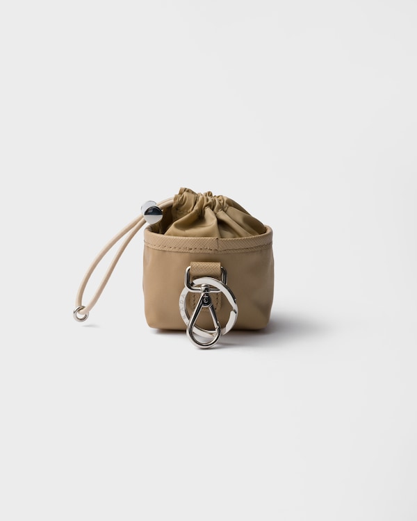 Re-Nylon mini pouch keychain charm - Camel Brown Re-Nylon mini pouch keychain charm - Camel Brown
