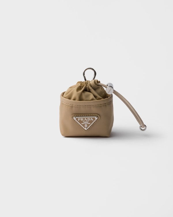 Re-Nylon mini pouch keychain charm - Camel Brown Re-Nylon mini pouch keychain charm - Camel Brown