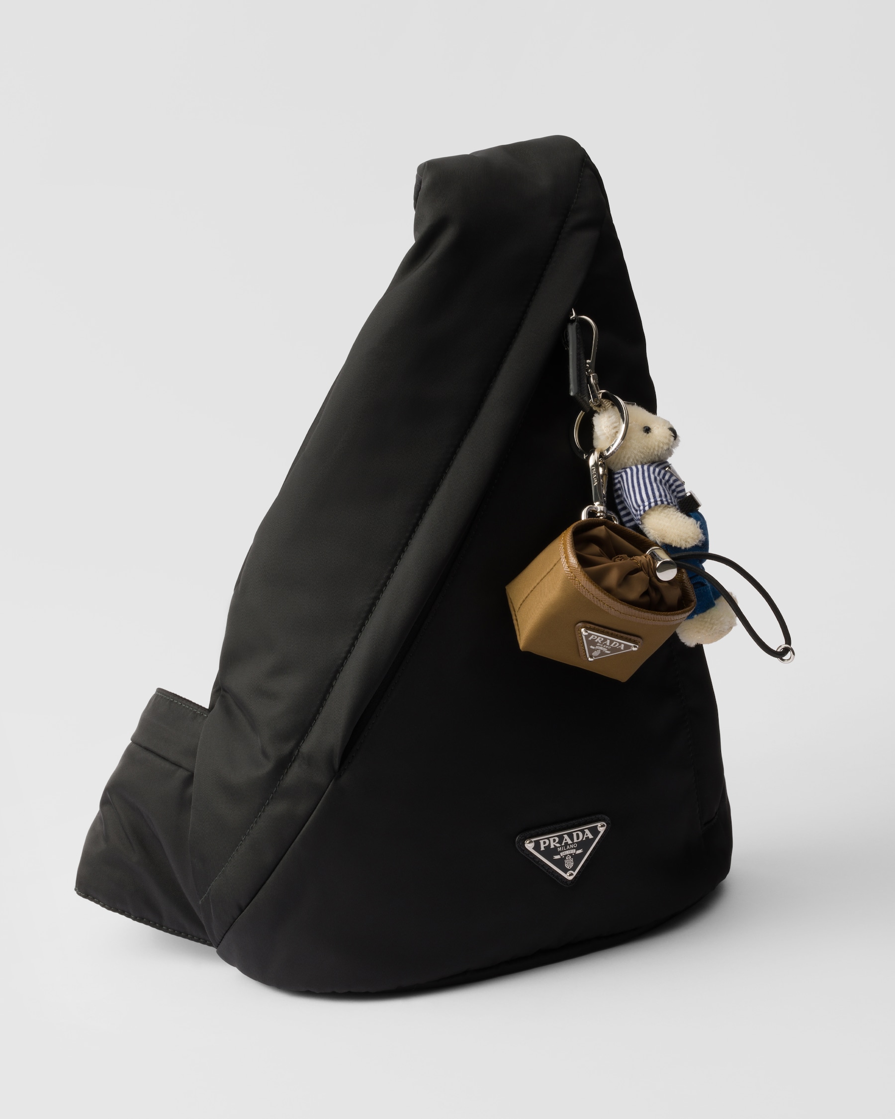 Cork Beige Re-nylon Mini Pouch Bag Charm | PRADA