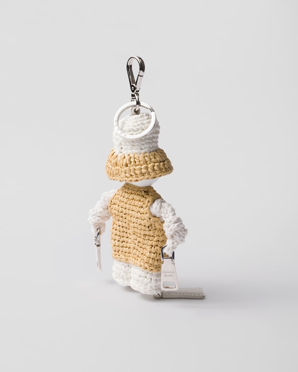 Soft Robot raffia-effect keychain charm - Tan/White Soft Robot raffia-effect keychain charm - Tan/White