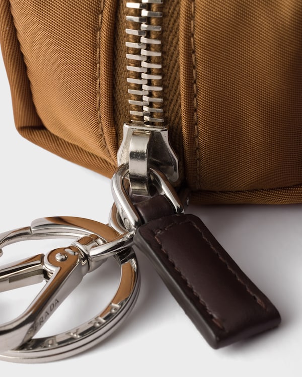 Re-Nylon and leather mini-pouch - Brandy Re-Nylon and leather mini-pouch - Brandy