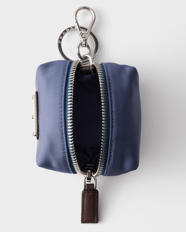 Re-Nylon and leather mini-pouch - Aviation Blue Re-Nylon and leather mini-pouch - Aviation Blue