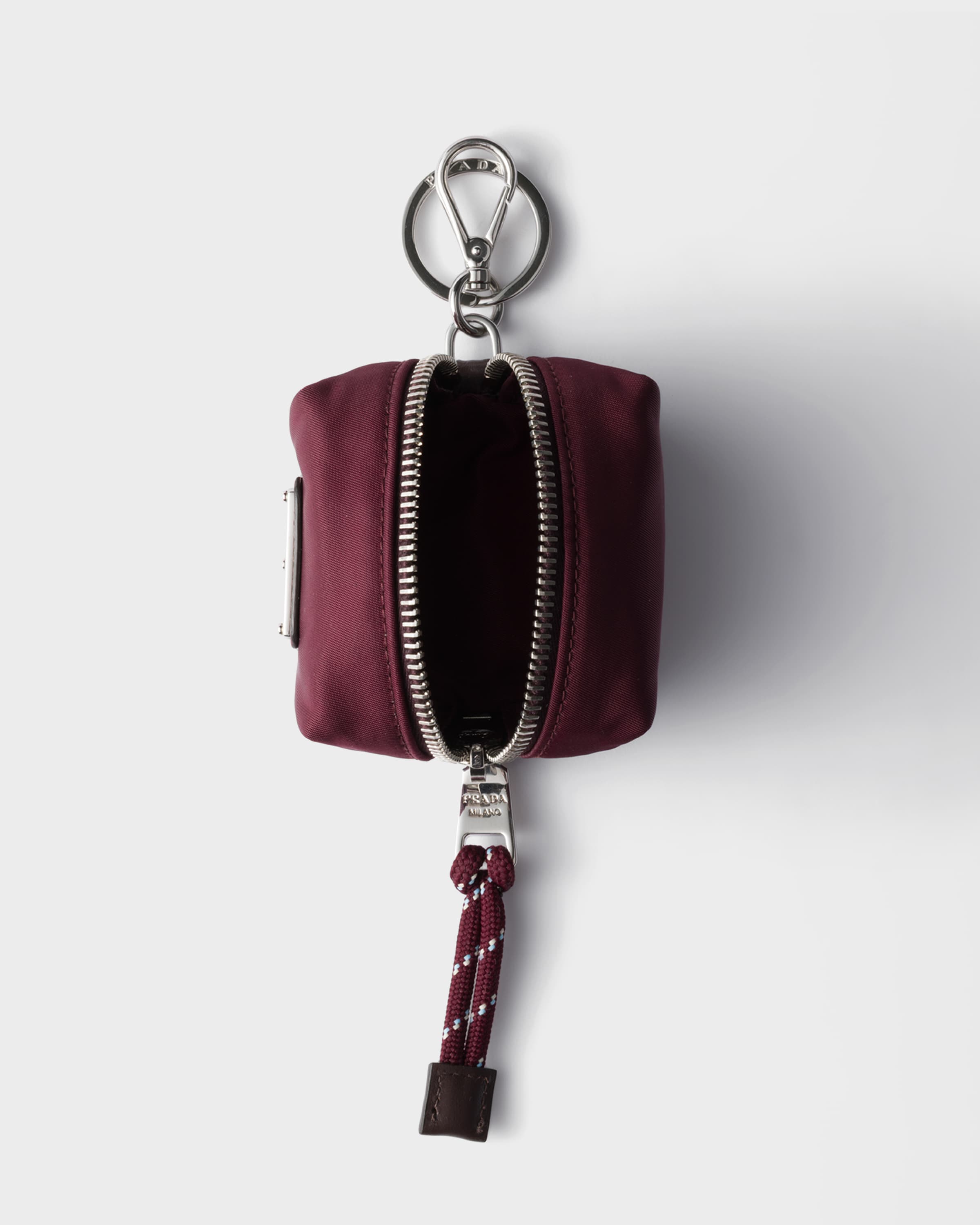 バーガンディ プラダ スピードロック Re-nylon キーリング チャーム