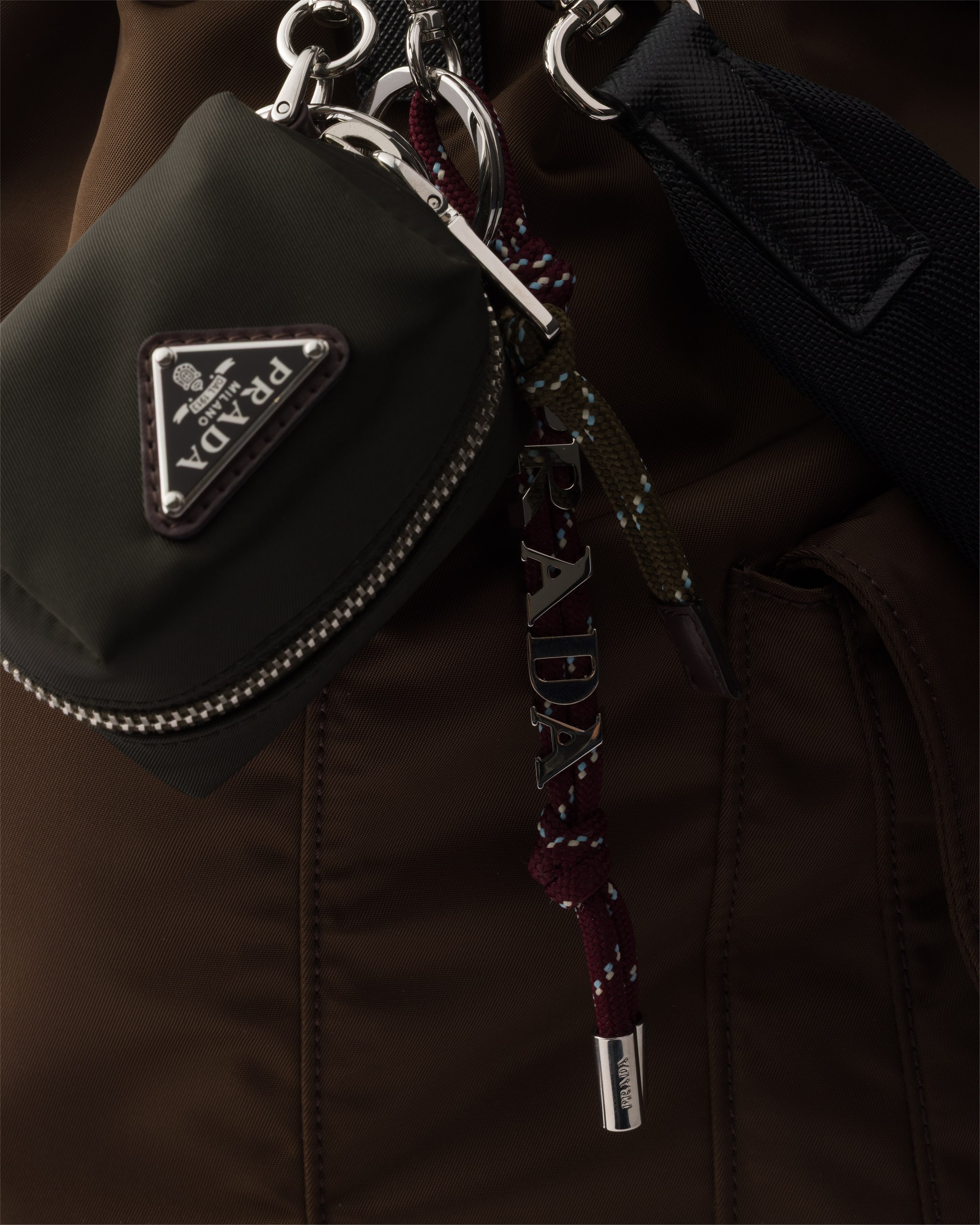 PRADA ブラックナイロン キーホルダー プラダ PRADA キーリング キーホルダー PORTACHIAVI PELLE ポルタキ