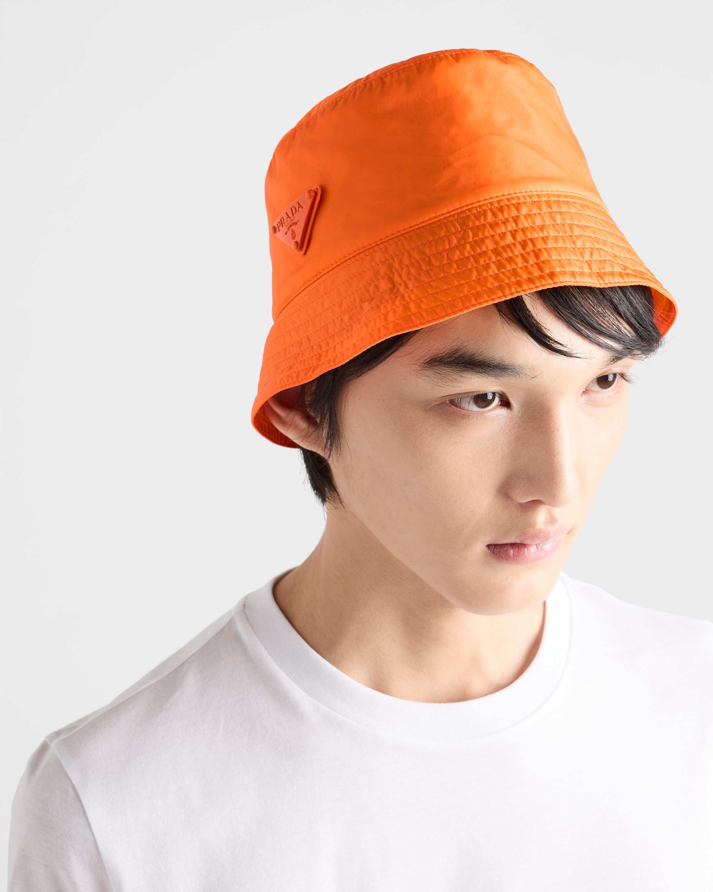 Orange Foldable Re-nylon Bucket Hat | PRADA - United States