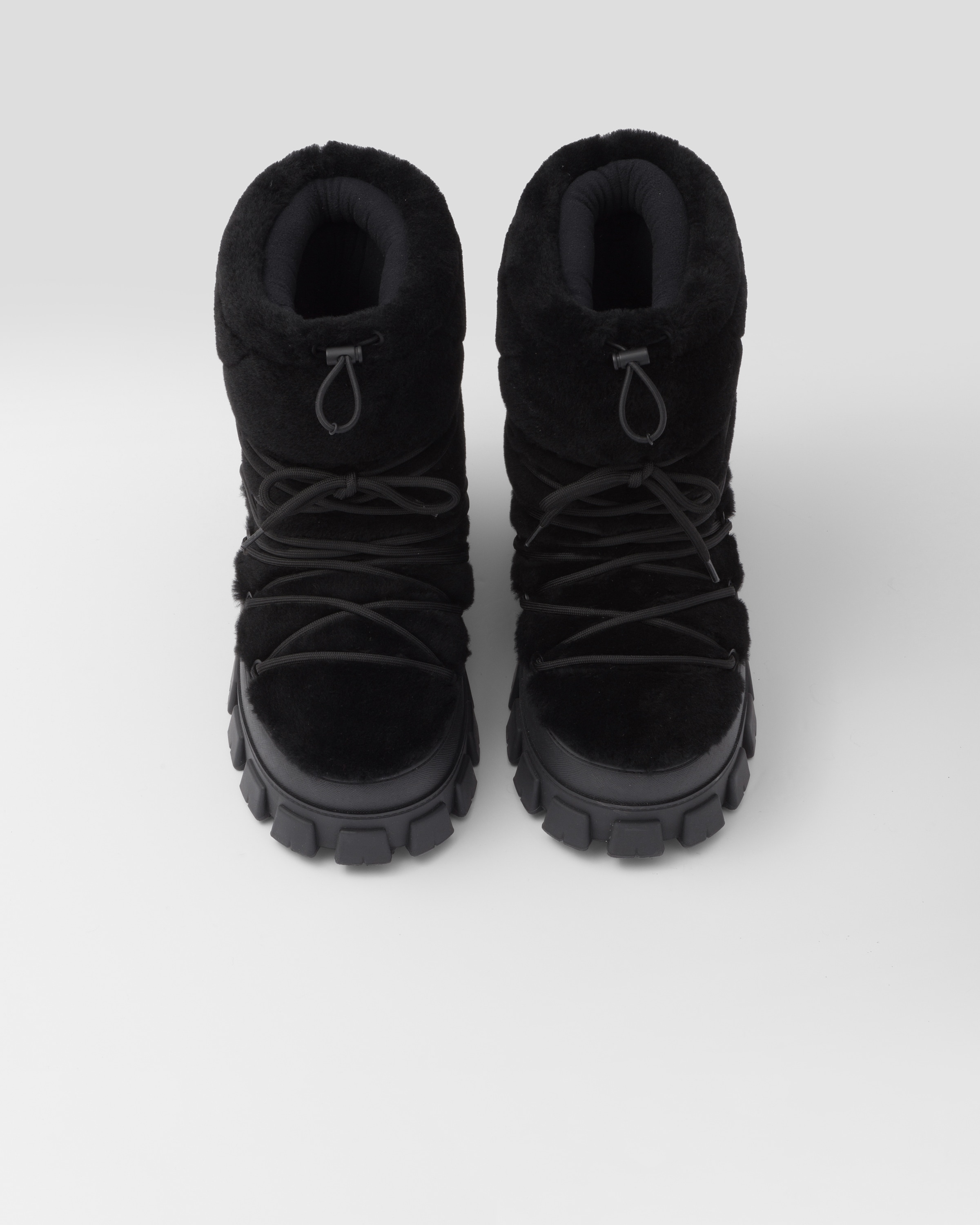 Black Shearling après ski booties | PRADA
