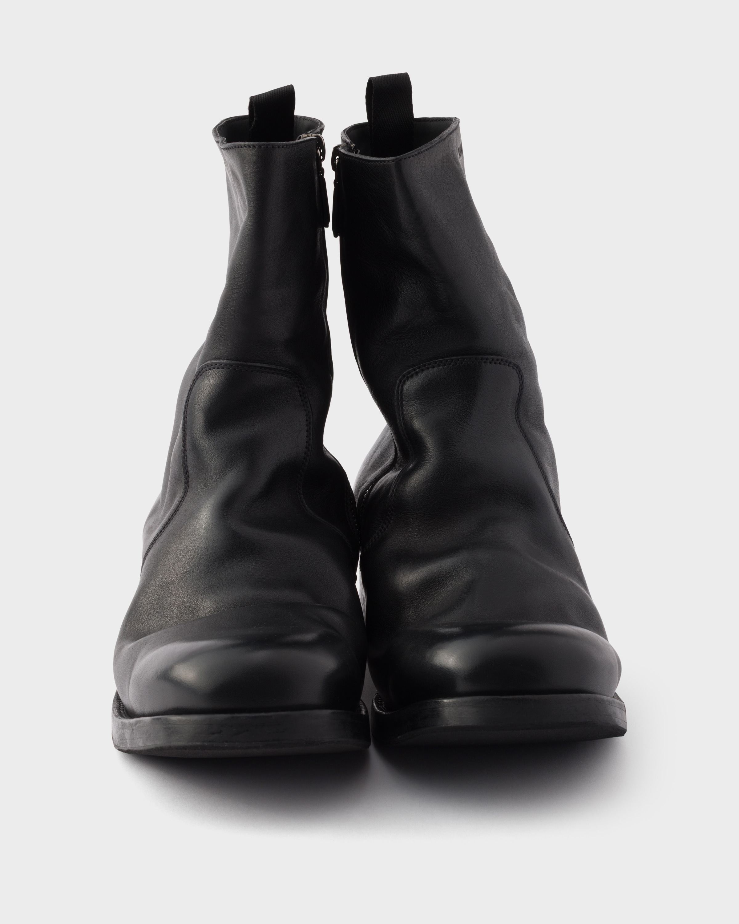 Leather zipper boots