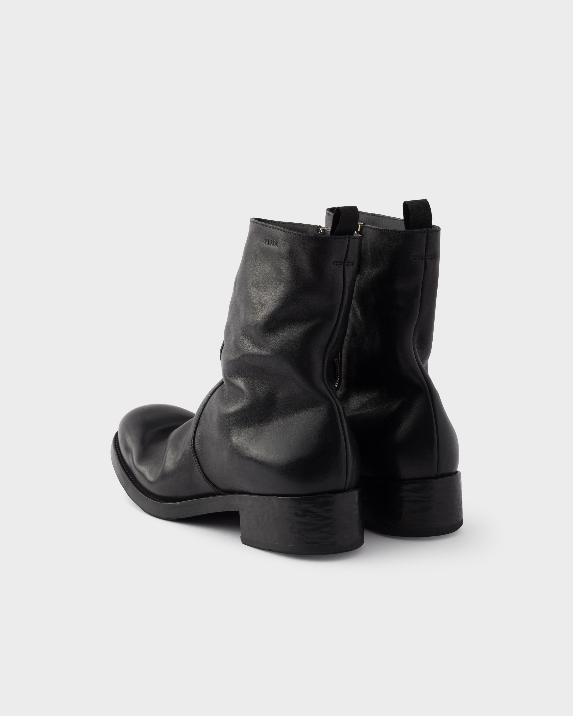 Leather zipper boots