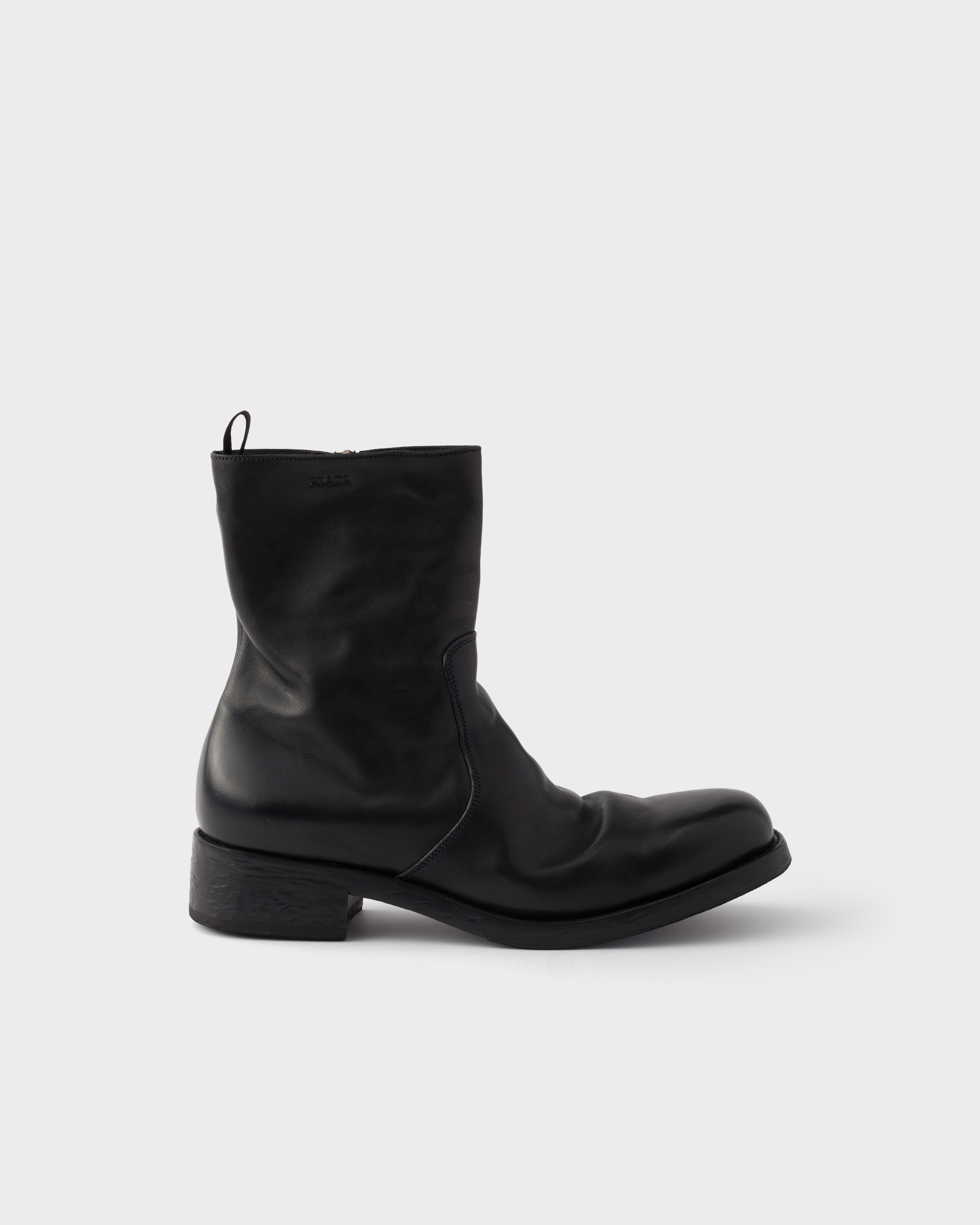 Leather zipper boots