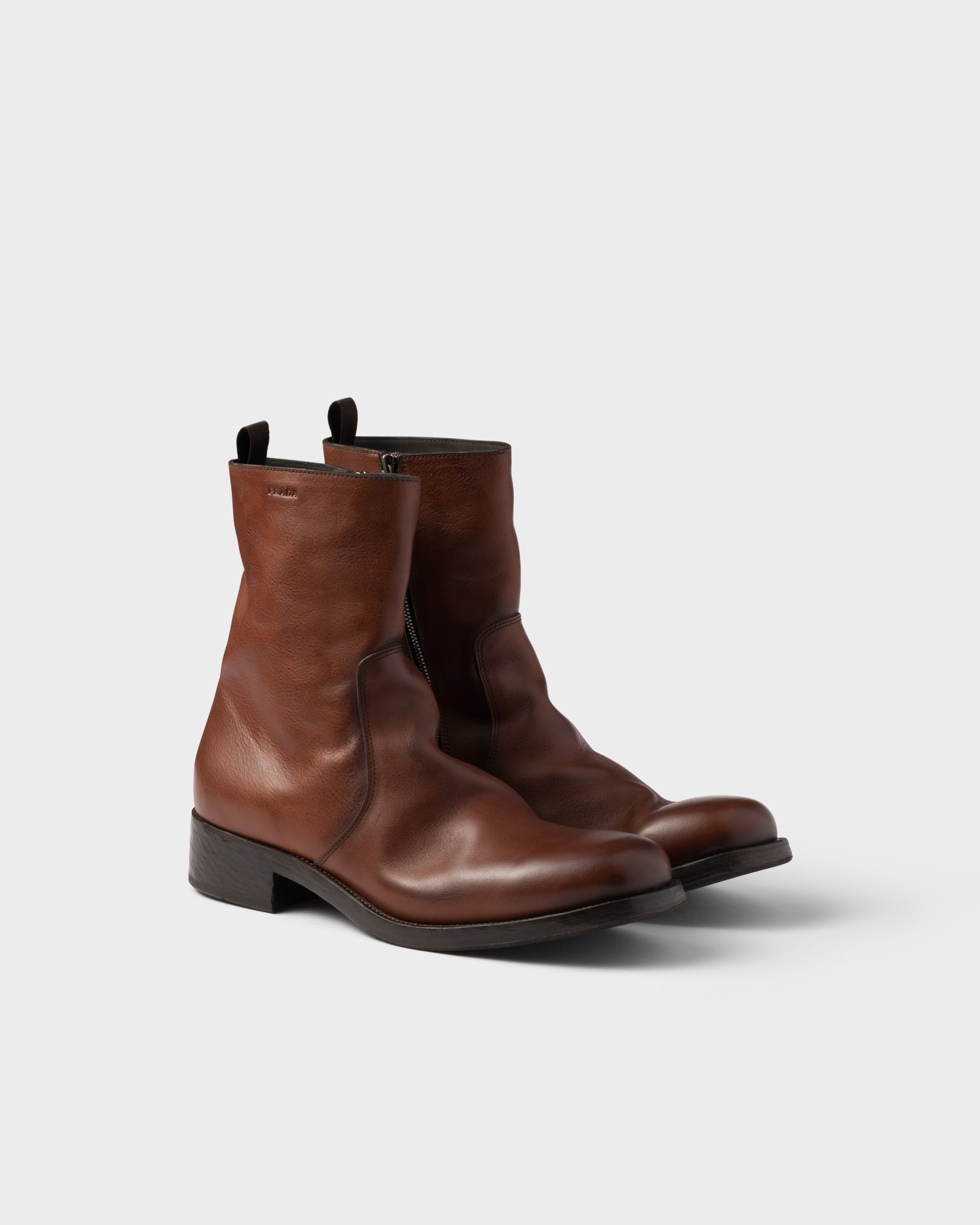 Leather zipper boots