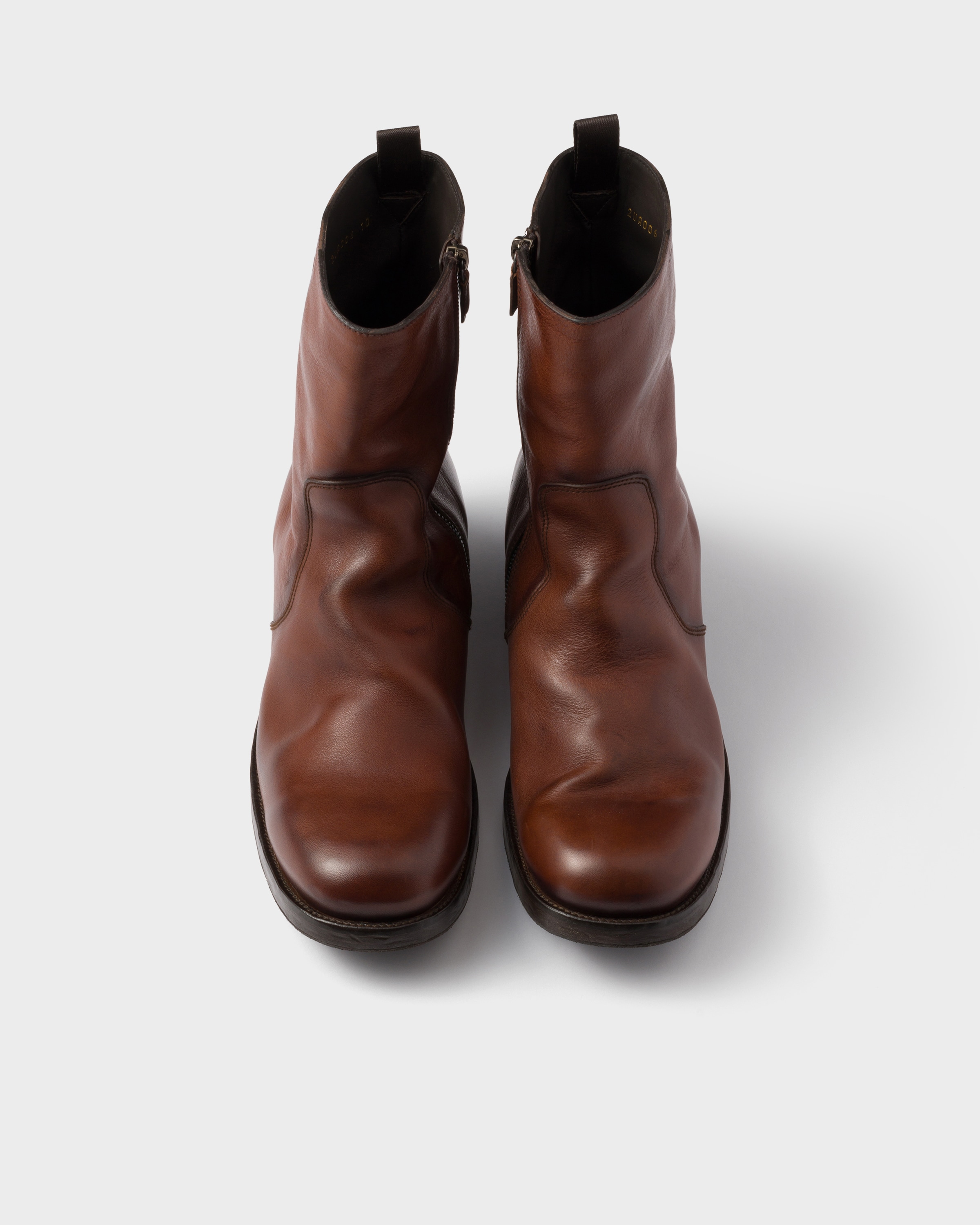Leather zipper boots