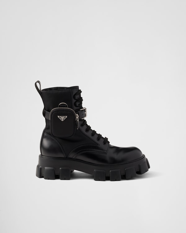 Monolith brushed leather and Re-Nylon boots with pouch Monolith brushed leather and Re-Nylon boots with pouch