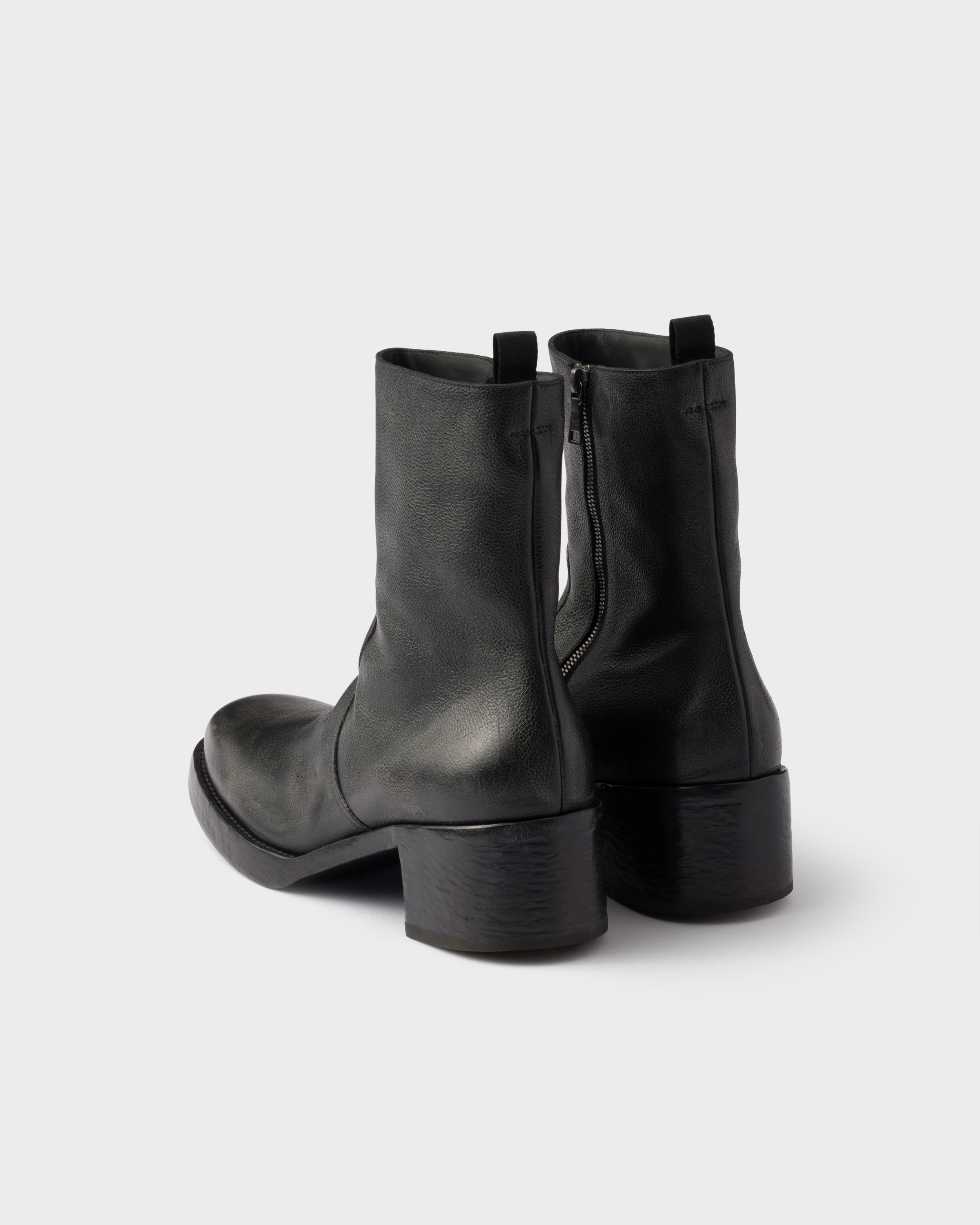 [PRADA]★SHEARLING LINING LEATHER HIGH BOOTS★Black Black Leather boots | PRADA