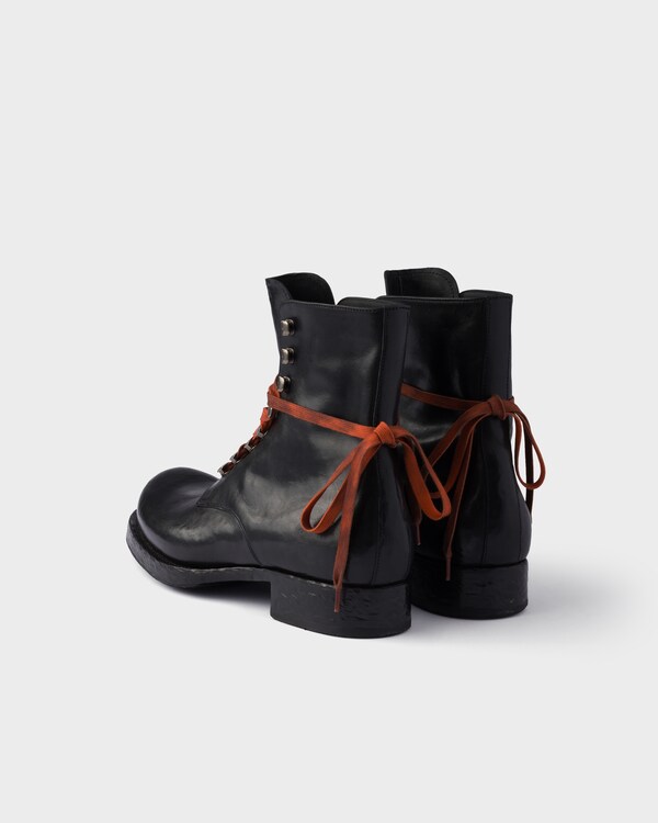 Leather laced booties - Black Leather laced booties - Black