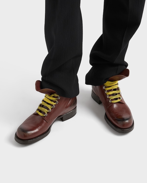 Leather laced booties - Cocoa Brown Leather laced booties - Cocoa Brown