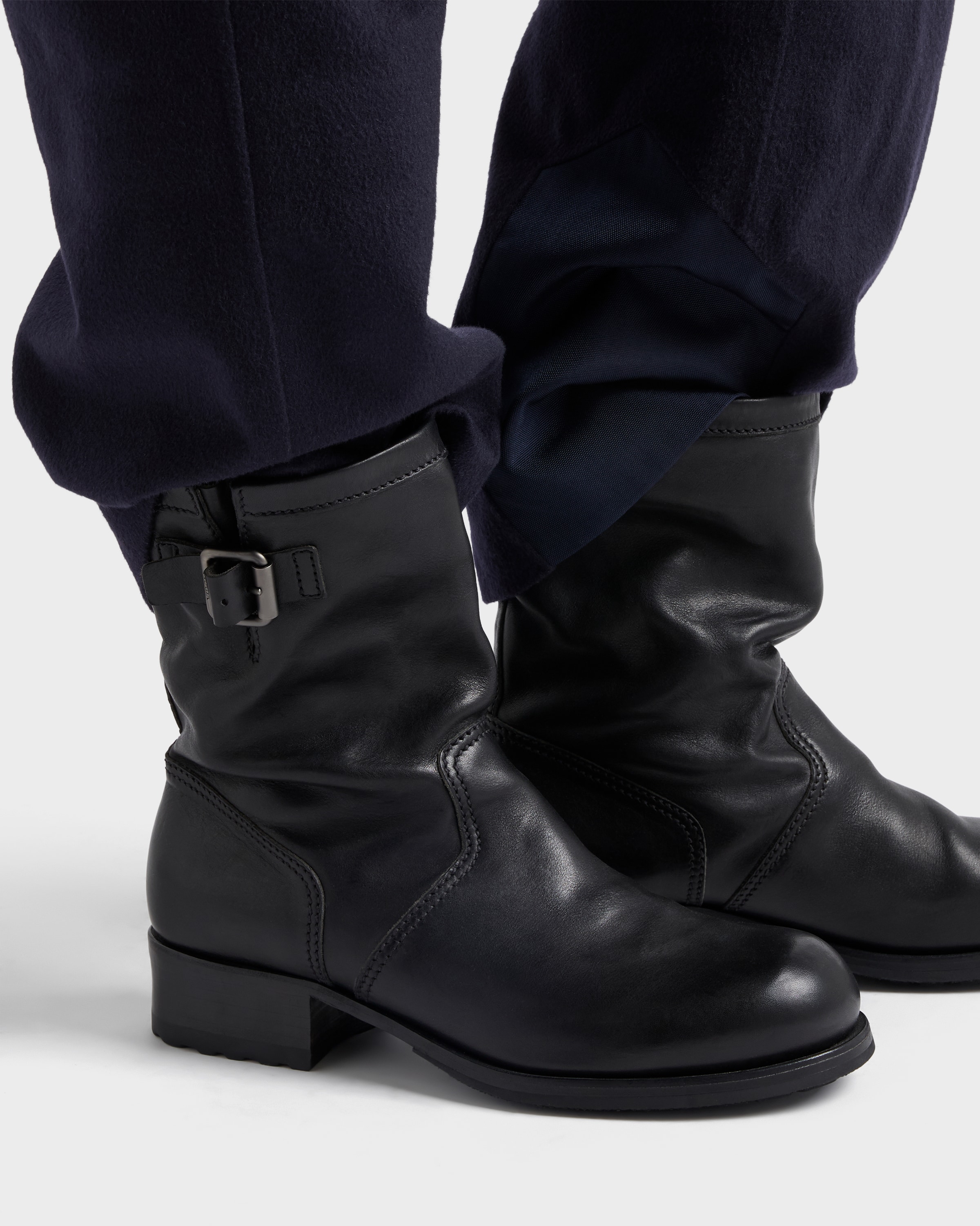 Leather mid-calf boots