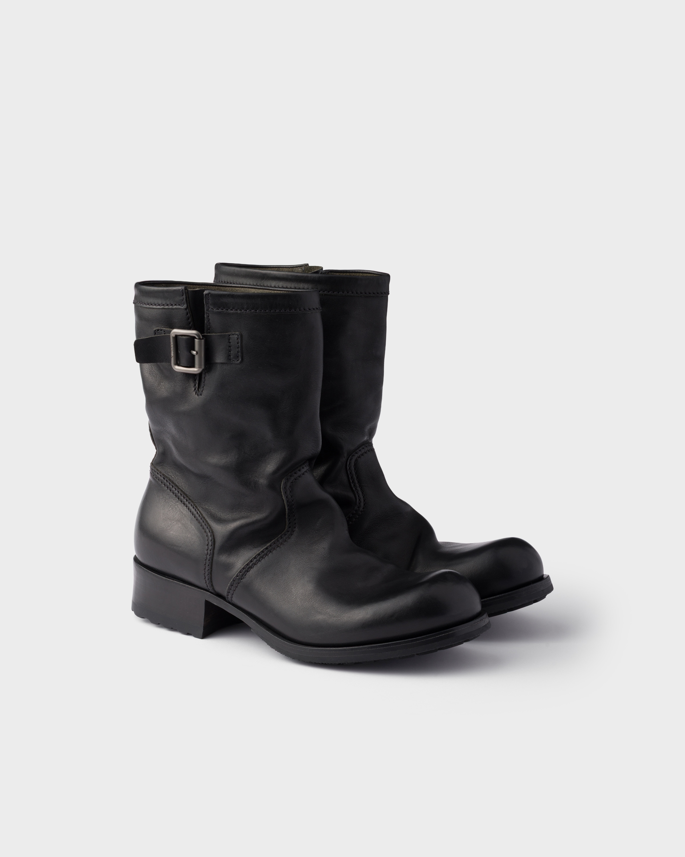 Leather mid-calf boots