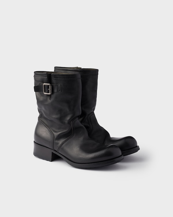 Leather mid-calf boots - Black Leather mid-calf boots - Black