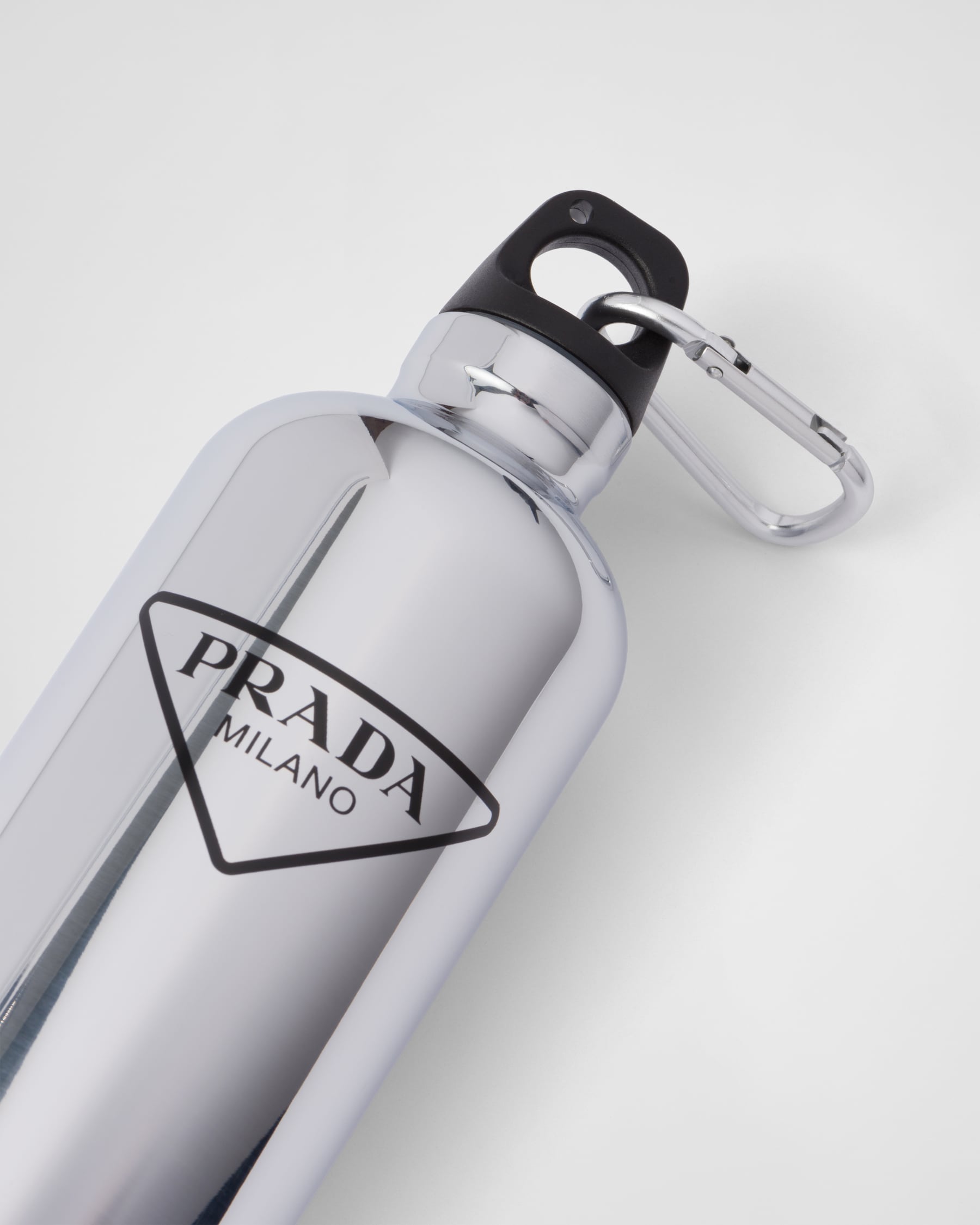 Silver/black Stainless Steel Insulated Water Bottle, 500 Ml PRADA