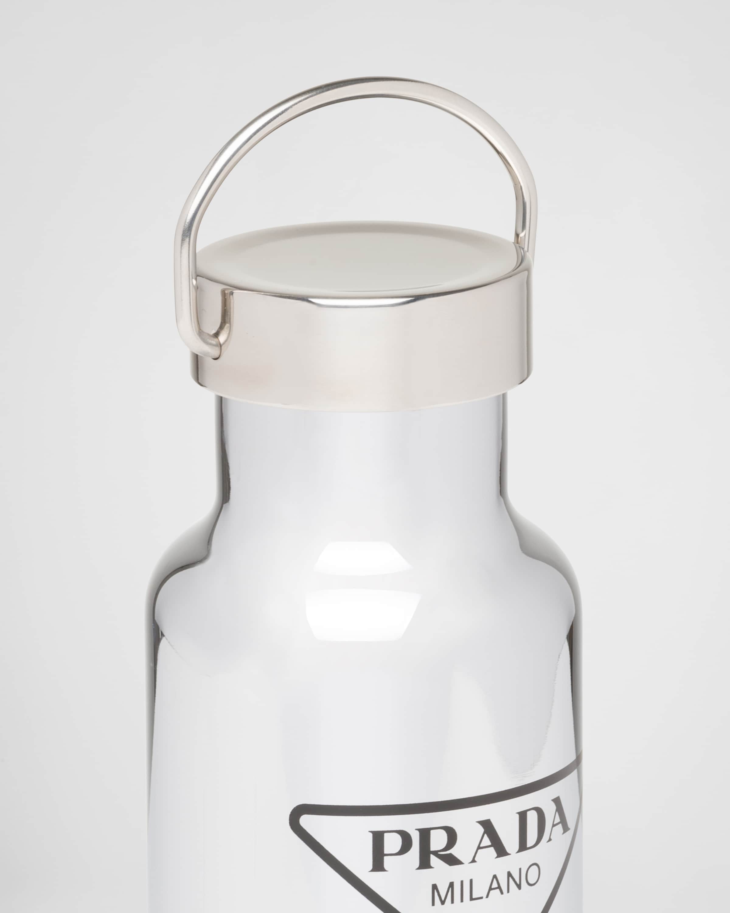 Logo Print Insulated Water Bottle in Gold Prada