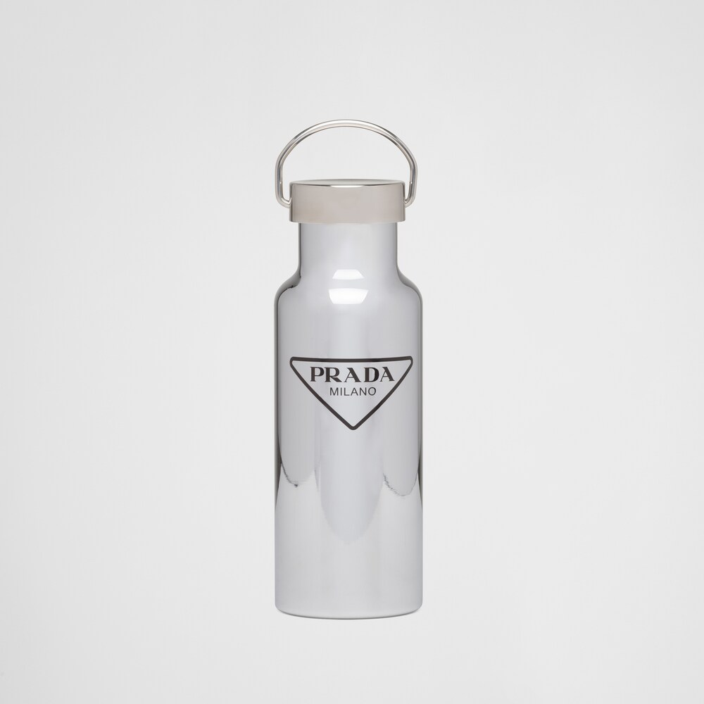 Silver/black Stainless steel insulated water bottle, 500 ml Prada