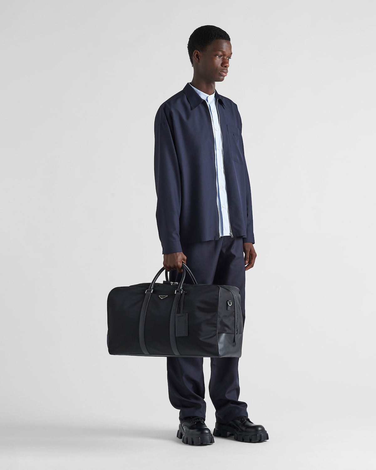 Black Re-nylon And Saffiano Leather Duffle Bag | PRADA