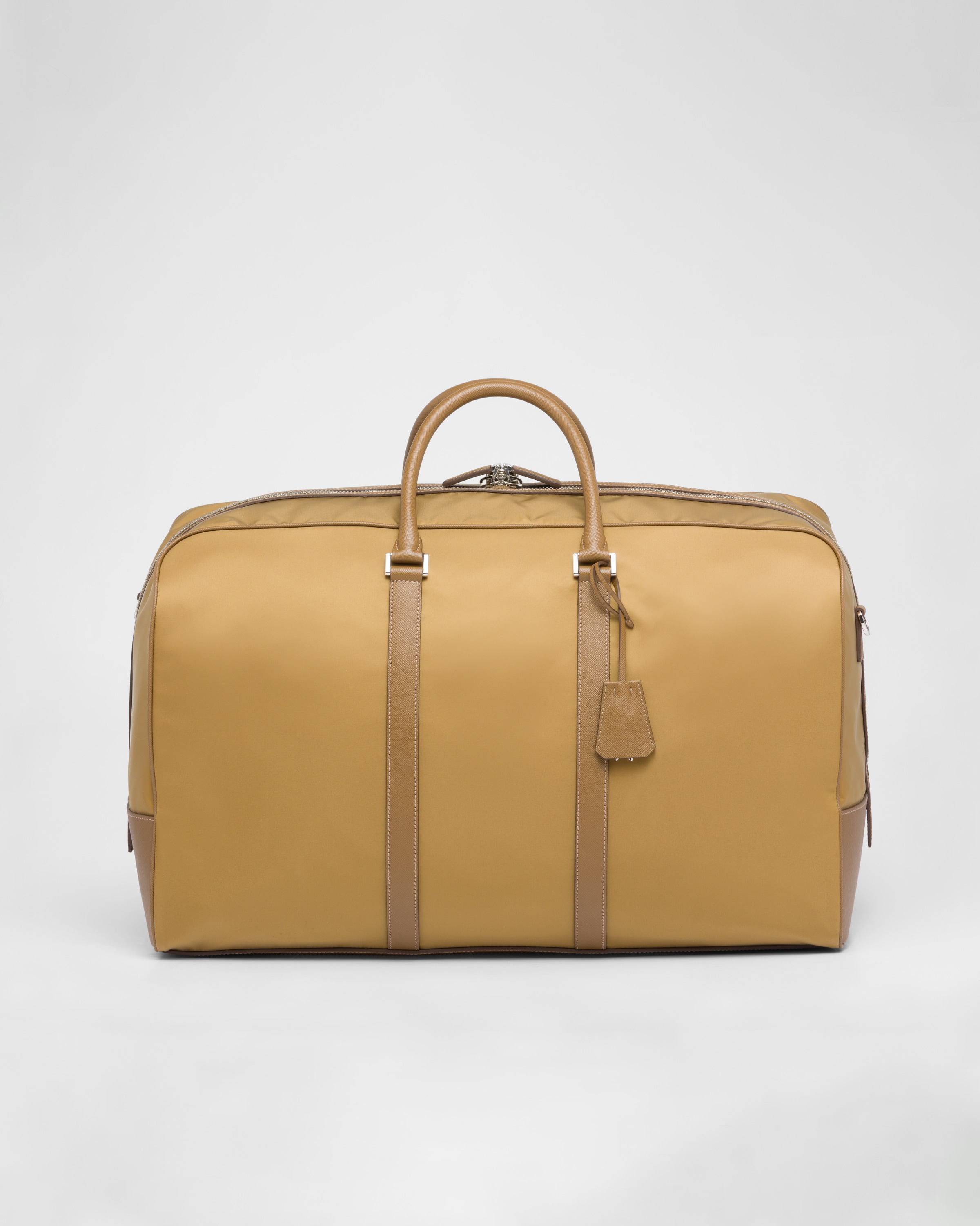 Tobacco Re nylon And Saffiano Leather Duffle Bag PRADA