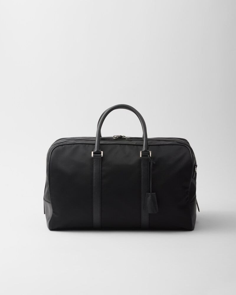 Black Renylon And Saffiano Leather Duffel Bag PRADA