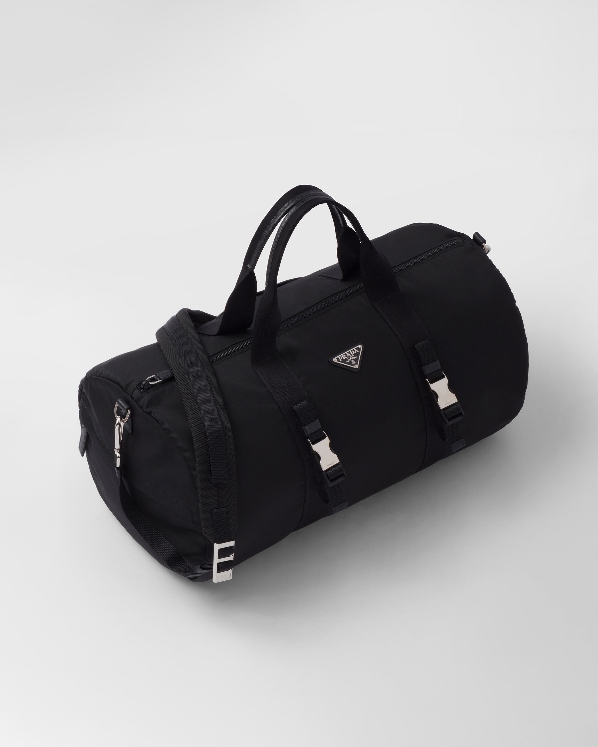 Black Re nylon And Saffiano Leather Duffle Bag PRADA