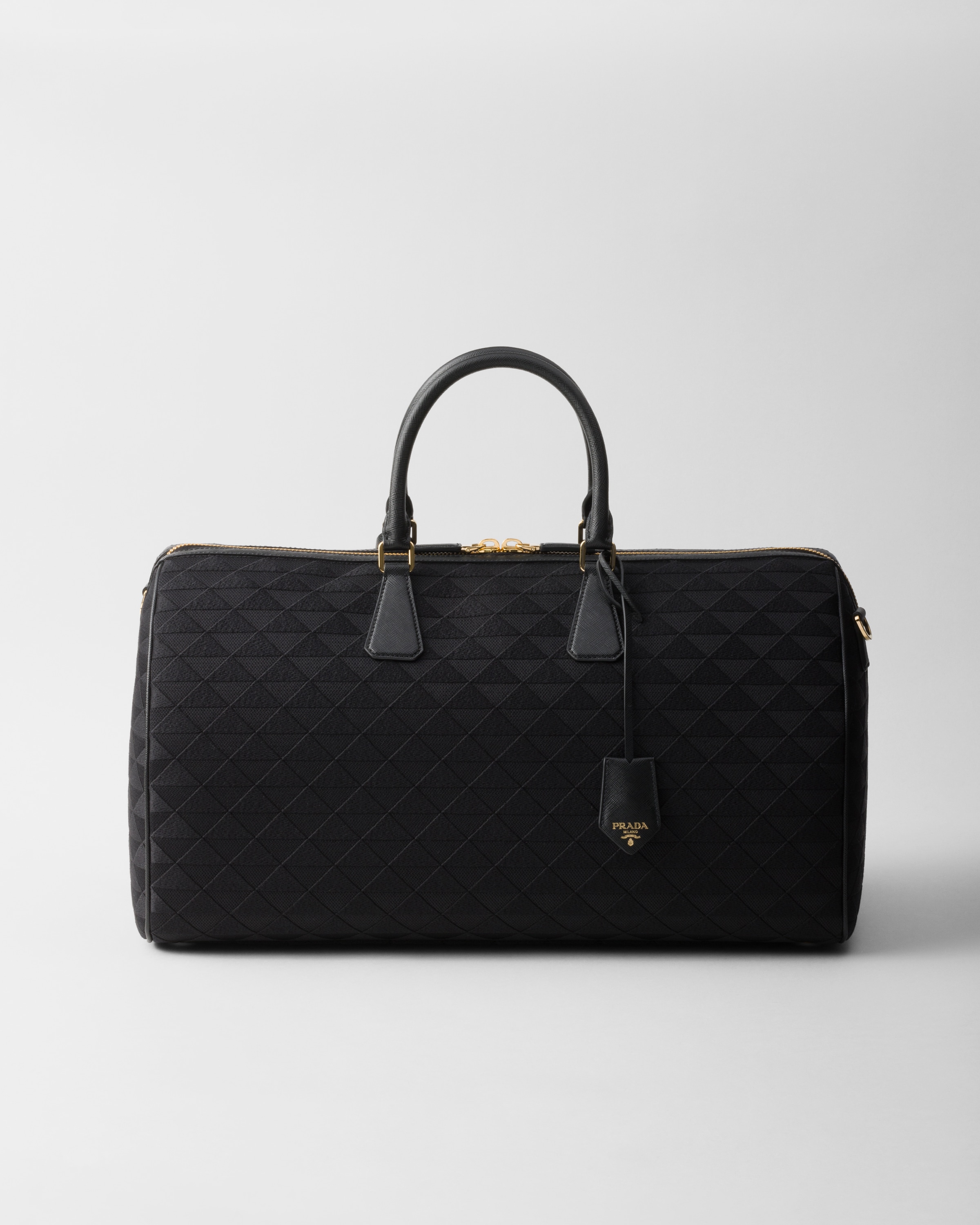 人気カラーの Sacca da viaggio in tessuto ricamato Nero | PRADA バッグ
