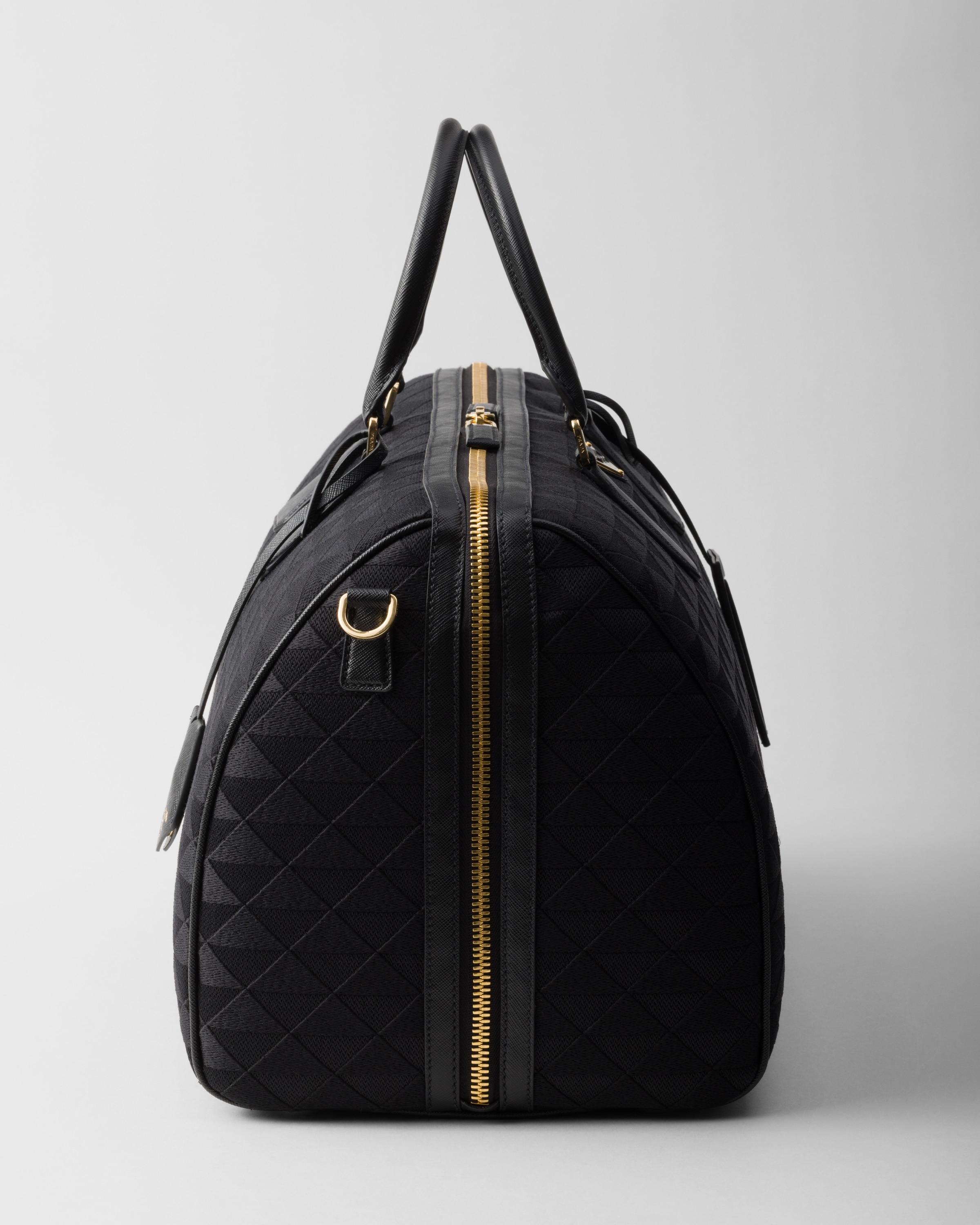 [プラダ]2VC018 ダッフル バッグ ブラック エンブロイダリー ファブリック ダッフルバッグ | PRADA