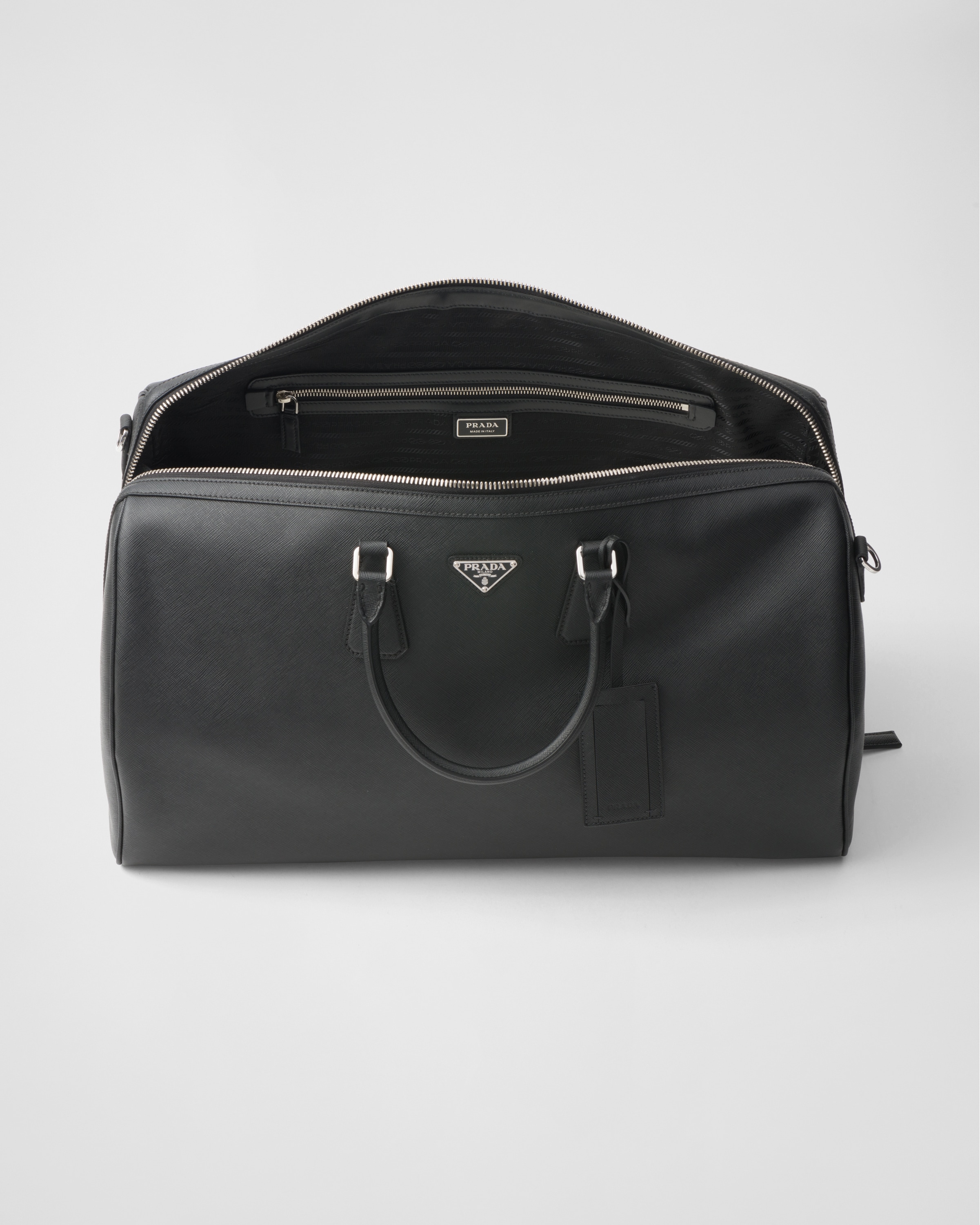 Black Saffiano Leather Travel Bag PRADA