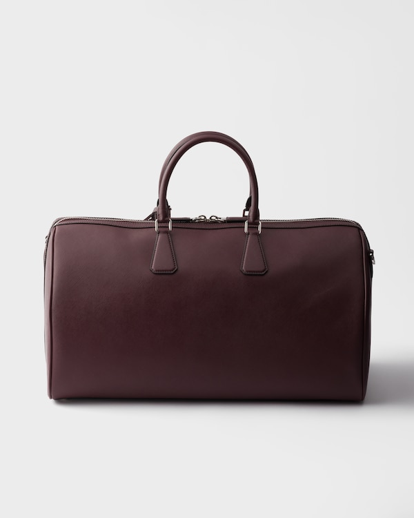 Saffiano Leather Travel Bag - Burgundy Saffiano Leather Travel Bag - Burgundy