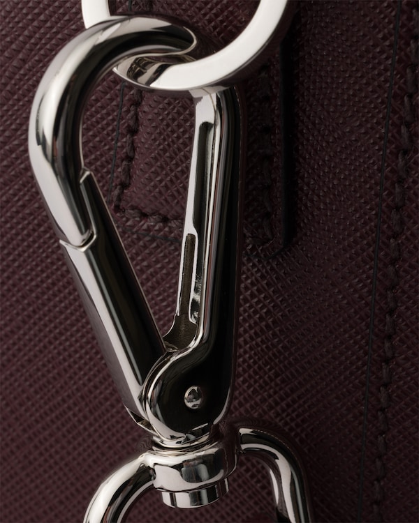 Saffiano Leather Travel Bag - Burgundy Saffiano Leather Travel Bag - Burgundy