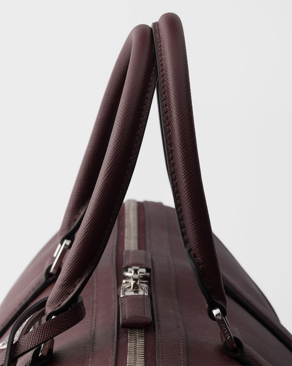 Saffiano Leather Travel Bag - Burgundy Saffiano Leather Travel Bag - Burgundy