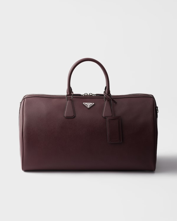 Saffiano Leather Travel Bag - Burgundy Saffiano Leather Travel Bag - Burgundy
