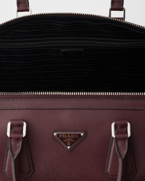 Saffiano Leather Travel Bag - Burgundy Saffiano Leather Travel Bag - Burgundy