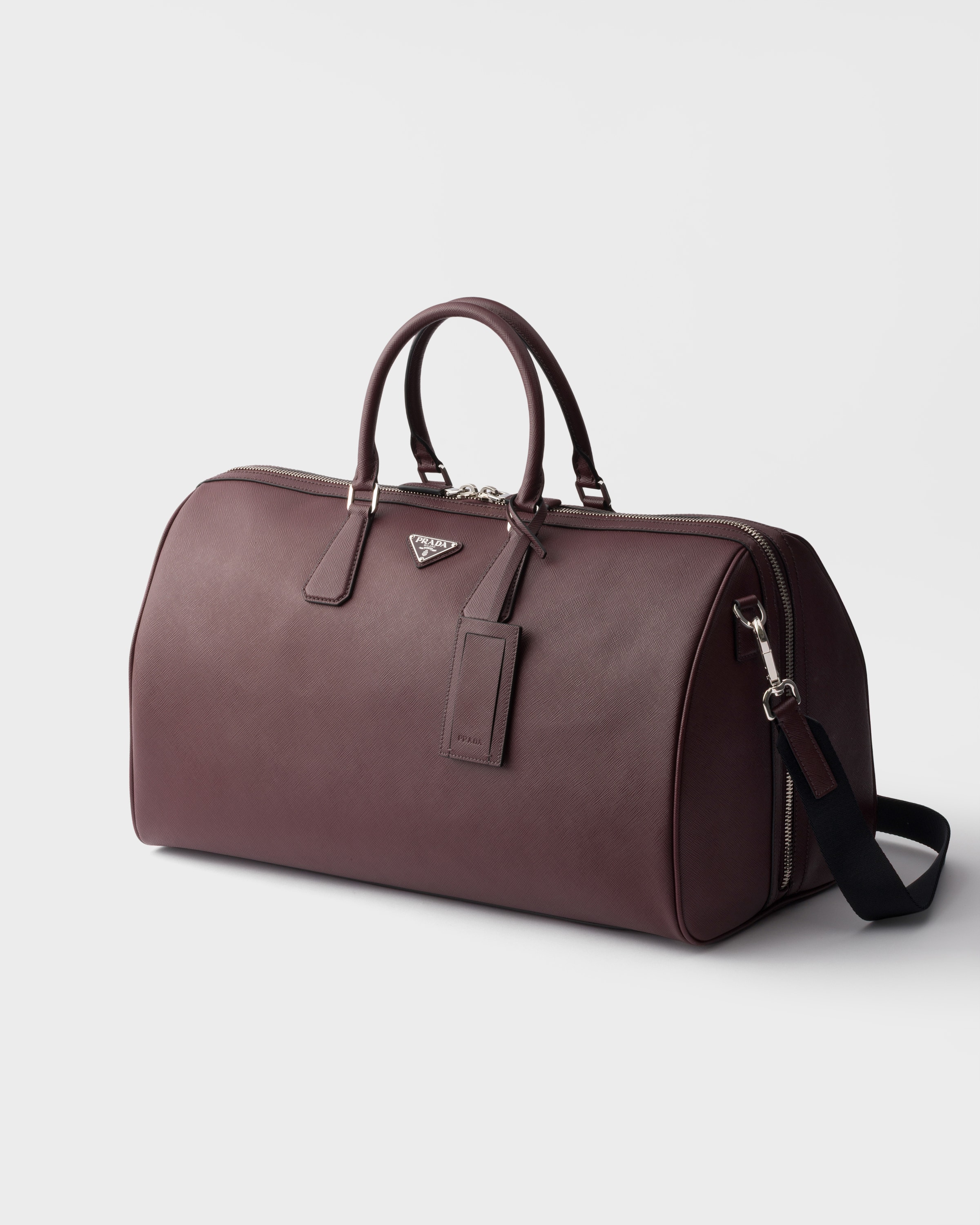 Burgundy Saffiano Leather Travel Bag | PRADA - United States