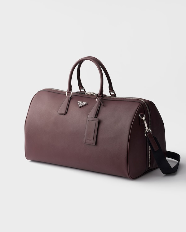 Saffiano Leather Travel Bag - Burgundy Saffiano Leather Travel Bag - Burgundy