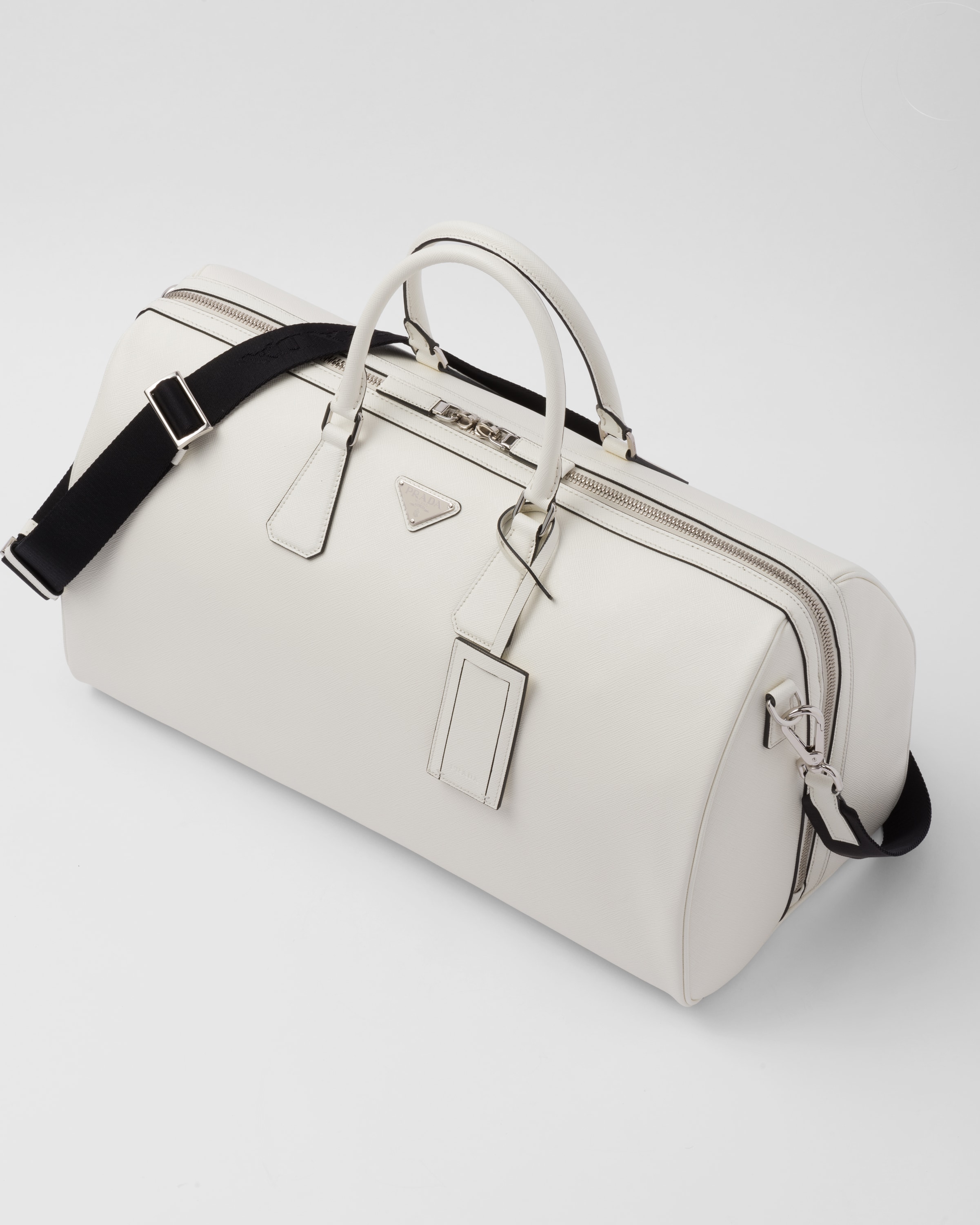 White Saffiano Leather Travel Bag PRADA
